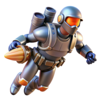 Futuristic Armored Trooper in Flight 3D Render of a Sci Fi Character png