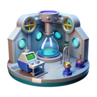 3D Render of a Futuristic Laboratory Setting with Glassware and Equipment png