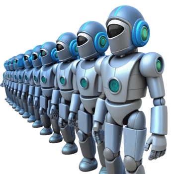 A Line of Robots Exploring Automation and Artificial Intelligence png