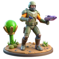 Sci Fi Soldier in Alien Landscape 3D Render png