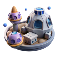 Futuristic Space Habitat A 3D Render of a Colonized Planet png