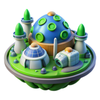 Futuristic Floating City A 3D Render of a Utopian Space Colony png