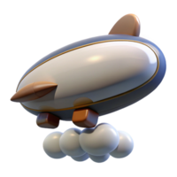 Cartoon Airship Soaring Through Clouds 3D Render png