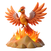 Mythical Firebird Emerging from Flames 3D Render png