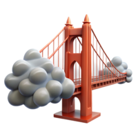 Suspension Bridge in Clouds 3D Render of Iconic Structure png