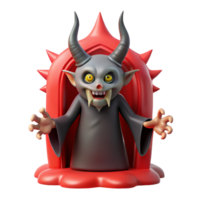 Cartoon Devil in Red Throne 3D Render of a Cute but Spooky Imp png