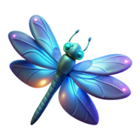 Luminous Dragonfly 3D Render of Sparkling Insect Wings png
