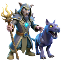 Wizard and Canine Fantasy Art png