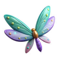 3D Render of a Colorful Fantasy Insect with Gradient Wings and Pearl Accents png