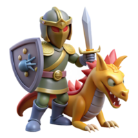 Knight and Dragon A Fantasy Adventure 3D Render png