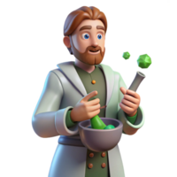 A 3D Render of a Scientist Making a Potion png