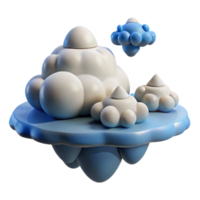 3D Render of Floating Cloud Islands Abstract Shapes and Textures png