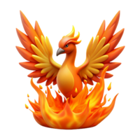 Mythical Firebird 3D Render of a Phoenix in Flames png