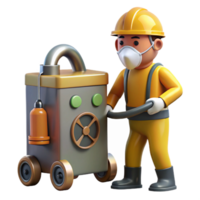 Worker with Portable Industrial Machine and Safety Gear png