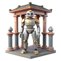 Robot in Classical Architecture Setting 3D Render png
