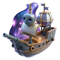 Cosmic Skull Ship A 3D Render of a Fantasy Galleon in Space png
