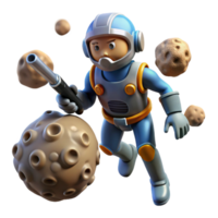 Astronaut Deflecting Asteroids in Space png