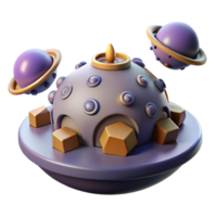 3D Render of Stylized Spaceship with Planets png