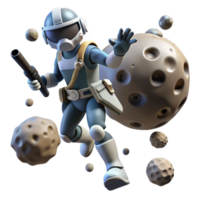 Astronaut in Space with Asteroids png