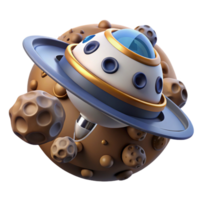 Spaceship Exploration of Asteroid Field 3D Render png