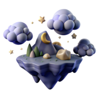 Night Sky Island 3D Render of a Dreamy Floating Island png