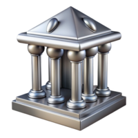 Metallic Temple Model Classical Architecture, Columns, and Geometric Design png