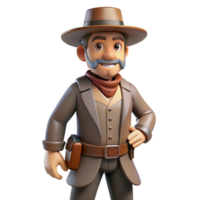 3D Render of a Smiling Cartoon Cowboy png