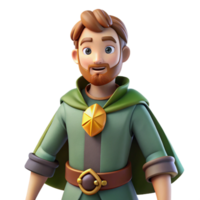 3D Render of a Friendly Cartoon Medieval Man png