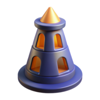 3D Render of a Conical Tower with Openings png