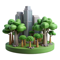 Urban Greenery Cityscape with Lush Trees and Park png