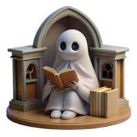 Ghostly Reader in an Archway Book Nook png