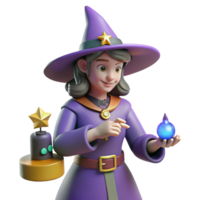 3D Witch with Magic Orb png