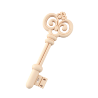 Elegant Ornate Key 3D Render High Resolution Image png