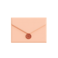 Peach Envelope with Wax Seal 3D Render Illustration png