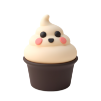 Adorable 3D Cartoon Cupcake with Happy Face png