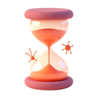 3D Rendered Hourglass with Virus Particles Time Running Out png