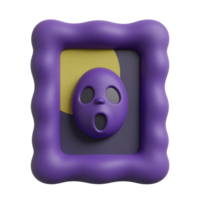 Spooky 3D Render of a Screaming Face in a Purple Frame png