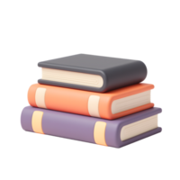 Stack of Three Colorful Books 3D Render Illustration png