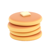 Fluffy Pancakes Stack with Butter 3D Render png