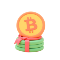 Bitcoin Gift Stack of Crypto Coins with Bow png