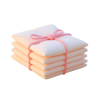 Stack of Letters Tied with Pink Ribbon 3D Render png