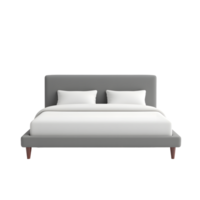 Modern Gray Upholstered Bed with Wooden Legs png
