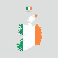 Illustration a map of ireland territories. White flat map with borders on a white background, featuring the national flag. Highly detailed illustration Europe vector