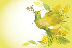 Flying Green Dove - horizontal background vector