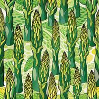 A pattern of green and yellow asparagus vector