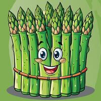 Cartoon asparagus with happy face and eyes vector