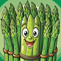 Cartoon asparagus with a smile on it vector