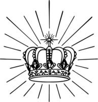 A crown with rays around it vector