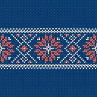 Scandinavian knitted seamless pattern. Norwegian native style sweater, ornament with snowflakes. Fair Isle design. Wool texture. Winter holiday background vector
