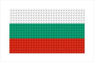 Bulgaria flag icon. Bulgarian flag composed of many plastic brick toy blocks. Building bricks pattern. Abstract illustration. Isolated on a white background vector